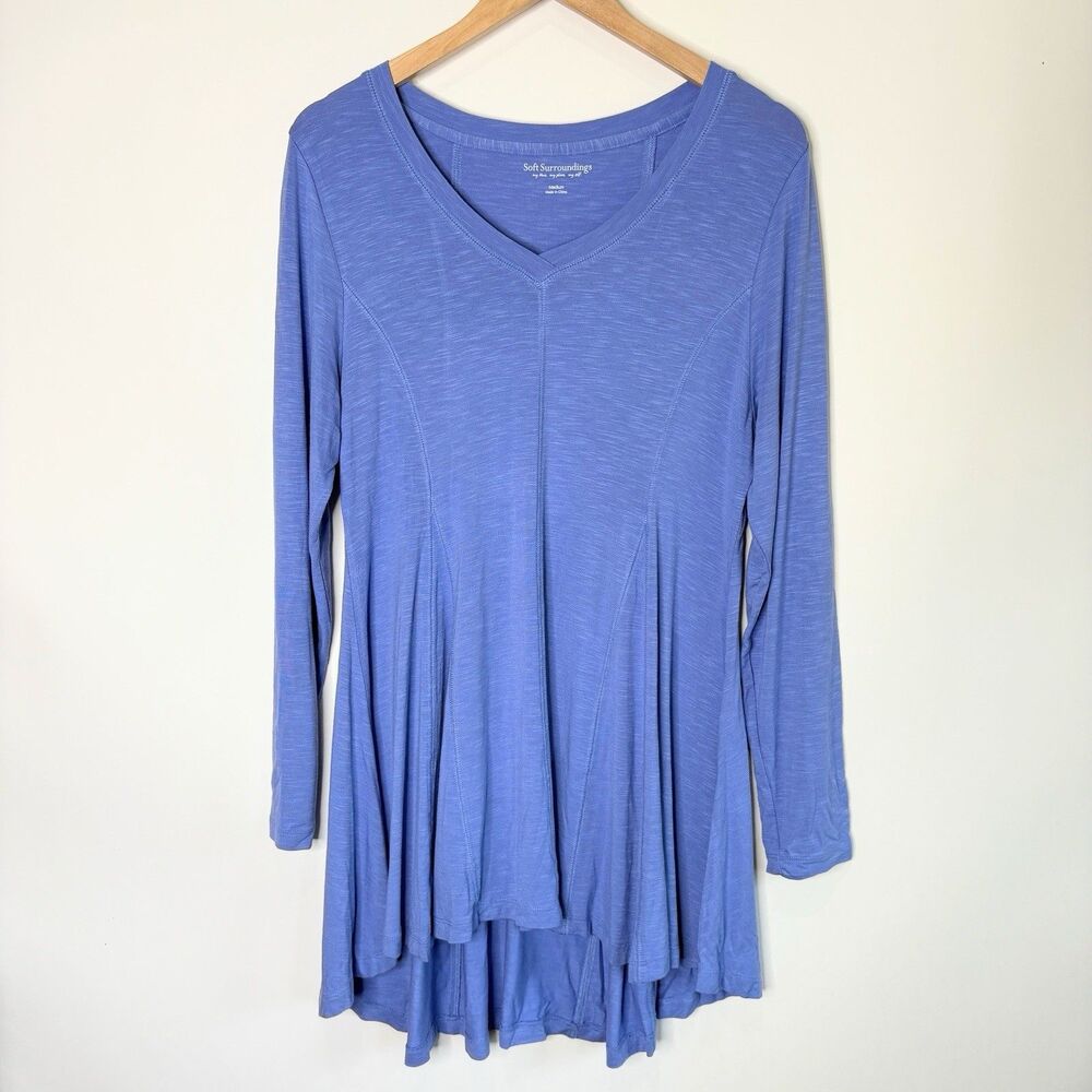 Soft Surroundings Perfect A-line Long Sleeve Top Flared Tunic 2AD64 Blue Women M